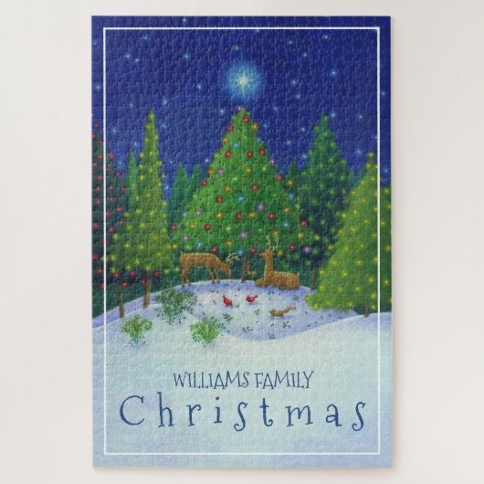 Kerstrendierentuin Familienaam Legpuzzel (Verticaal)