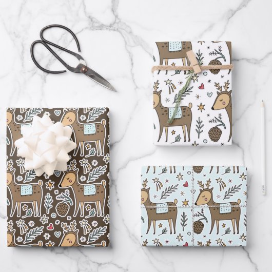 Kerstrendierfeestpatroon Inpakpapier Vel (Voorkant)