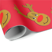 Kerstrendiergezicht Cadeaupapier (Rol Hoek)