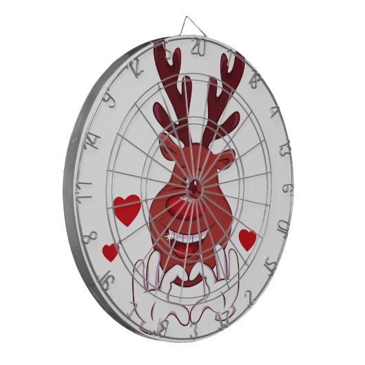 Kerstrendiergezicht Dartbord (Voorkant Links)