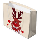 Kerstrendiergezicht Groot Cadeauzakje (Achterkant Gekanteld)