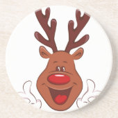 Kerstrendiergezicht Zandsteen Onderzetter (Voorkant)