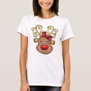 Kerstrendierhaai met rode neus t-shirt