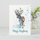 Kerstrendierhandschildpad-Waterverf Feestdagenkaart (Staand voorkant)