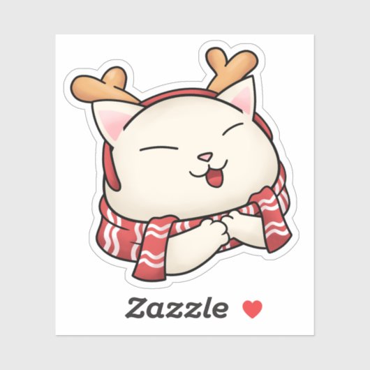 Kerstrendierkat met sjaal sticker (Vel)