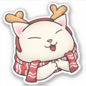 Kerstrendierkat met sjaal sticker (Voorkant)