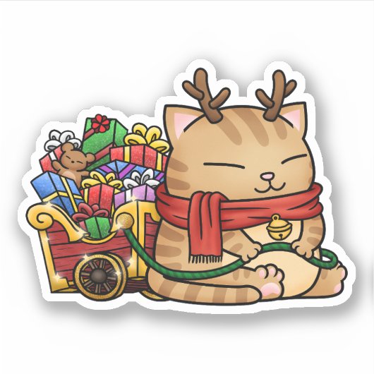 kerstrendierkat sticker (Voorkant)