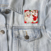  kerstrendierknop vierkante button 5,1 cm (In situ)