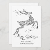 Kerstrendierminimalistisch zwart wit feestdagenkaart (Voorkant / Achterkant)