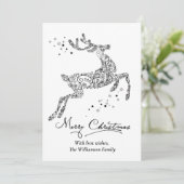 Kerstrendierminimalistisch zwart wit feestdagenkaart (Staand voorkant)