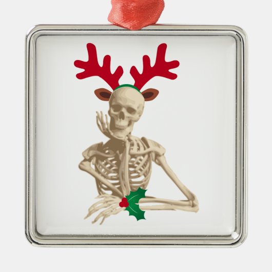 kerstrendierskelet metalen ornament (Voorkant)
