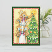 Kerstrendiertje met kerstboomster kaart (Staand voorkant)