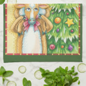 Kerstrendiertje met kerstboomster theedoek (Gevouwen)