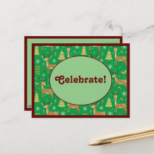 kerstrenrendieren die onder kerstbomen groen spele feestdagenkaart