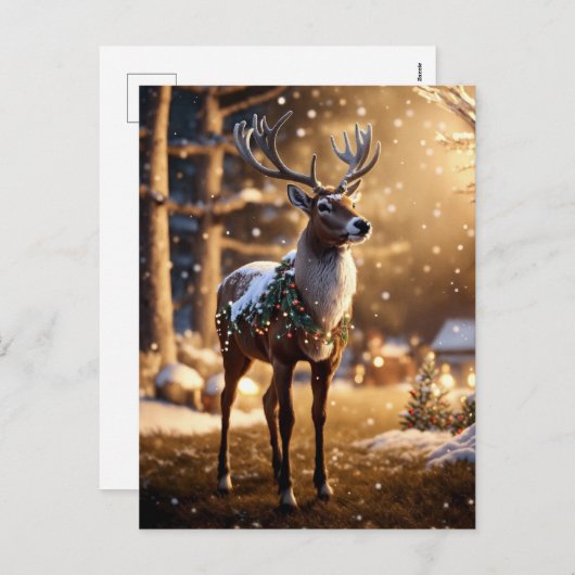 kerstrenrendierster feestdagenkaart (Voorkant / Achterkant)