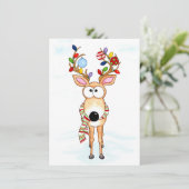 kerstrenrendierster feestdagenkaart (Staand voorkant)