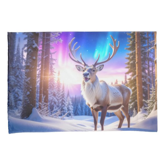 kerstrenrendierster kussensloop (Voorkant-Rechts)