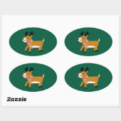 kerstrenrendierster ovale sticker (Vel)