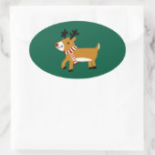 kerstrenrendierster ovale sticker (Tas)