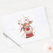 kerstrenrendierster ronde sticker (Envelop)