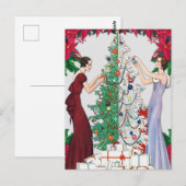 Kerstresten Kunst Deco  legante dames Briefkaart (Voorkant / Achterkant)