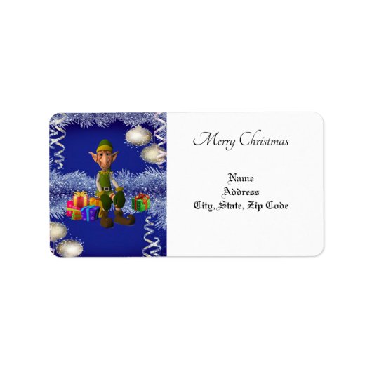 kerstretour/ verzendadres label, Elf Etiket (Voorkant)