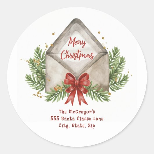 Kerstretouradres ronde sticker (Voorkant)