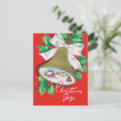 Kerstretro bel Vakantie briefkaart (Staand voorkant)