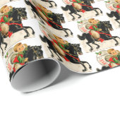  kerstretro-paardpaard cadeaupapier (Rol Hoek)