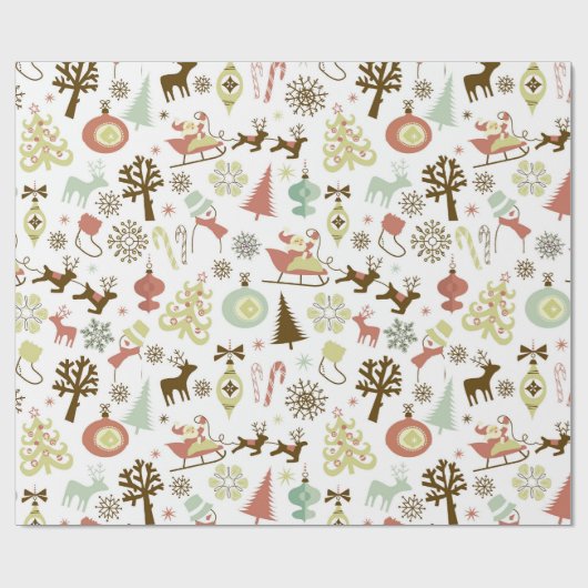 kerstretro patroon Festive party wrap Cadeaupapier (Vlak)