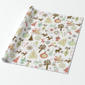 kerstretro patroon Festive party wrap Cadeaupapier (Uitgerold)