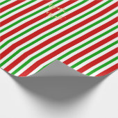 Kerstretro Rood-witte strepen Gold-tekst Cadeaupapier (Hoek)