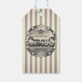 Kerstriqeuze Cirkel Gestreepte Strepen Aangepaste  Cadeaulabel (Achterkant)