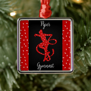 Kerstritmische gymnastiek Rood Snoep Sprinkle Metalen Ornament