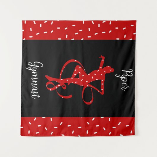 Kerstritmische gymnastiek Rood Snoep Sprinkle Wandkleed (Voorkant (horizontaal))