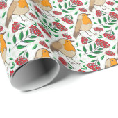 KerstRobin Berries  Red Green White Cadeaupapier (Rol Hoek)
