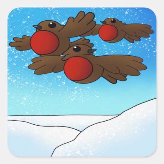 KerstRobin Birds Vierkante Sticker (Voorkant)