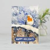 KerstRobin Folie Feestdagenkaart (Staand Voorkant)