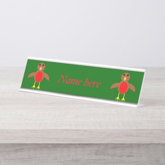KerstRobin Personalized Bureau Naambordje (Voorkant)