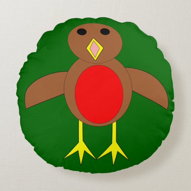 KerstRobin Pillow Rond Kussen (Voorkant)
