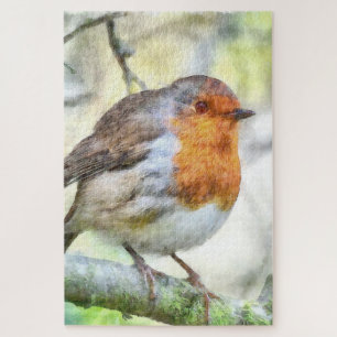 KerstRobin Redborst Winter Waterverf Legpuzzel