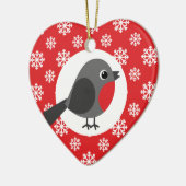 KerstRobin Snowflakes Red Keramisch Ornament (Links)