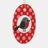 KerstRobin Snowflakes Red Keramisch Ornament (Rechts)