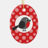 KerstRobin Snowflakes Red Keramisch Ornament (Achterkant)