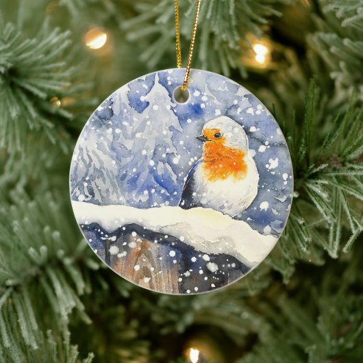 KerstRobin Winter Holiday Keramisch Ornament (Boom)