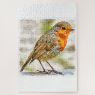 KerstRobin Winter Waterverf Legpuzzel