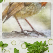 KerstRobin Winter Waterverf Theedoek (Gevouwen)