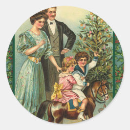 kerstRocking Paarden  Kaarten Ronde Sticker