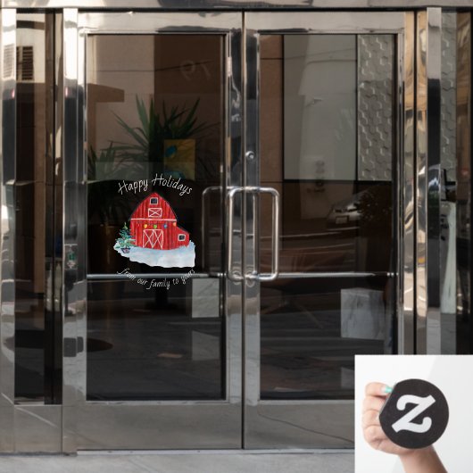 Kerstrode Barn  Raamsticker (Kantoordeur)