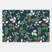 Kerstrode bessen en groene bladeren inpakpapier vel (Voorkant)